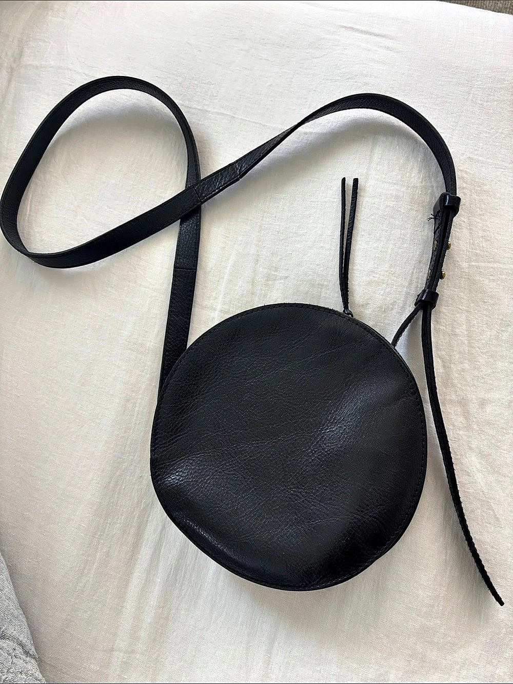 Madewell Round Black Leather Crossbody Bag